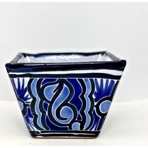 Mexican Ceramic Flower Pot Planter Vase Folk Art Pottery Talavera 3.25x4.25